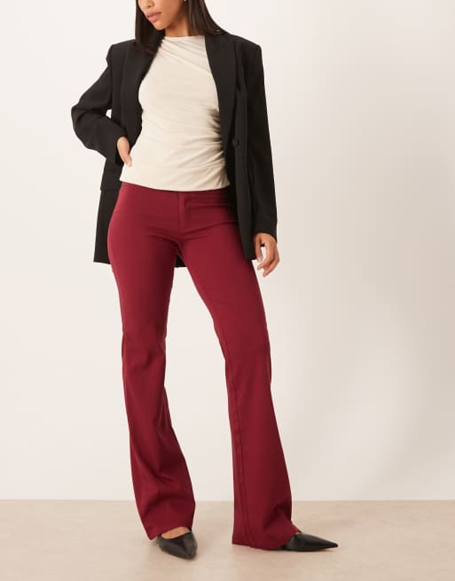 Motel - Falita - Flare-broek met lage taille in bordeauxrood