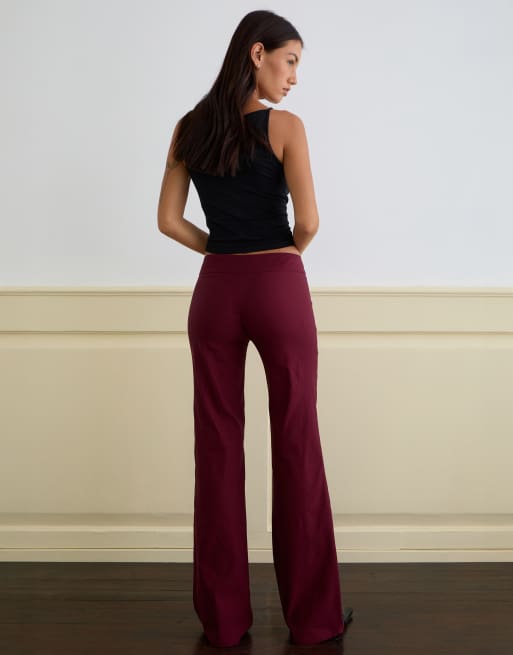 Motel - Falita - Flare-broek met lage taille in bordeauxrood, 4 van 4