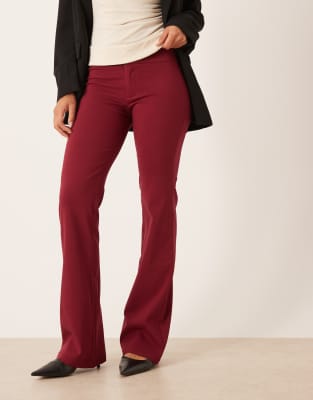 Motel Falita Low Rise Flared Pants In Red