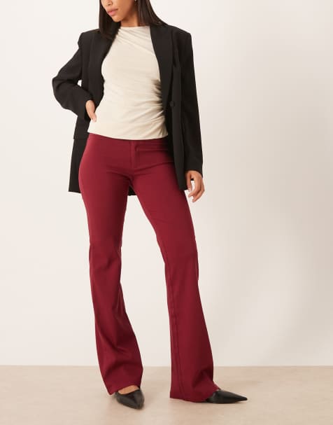 Motel falita low rise flared trouser in burgundy - view 1