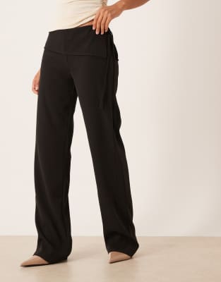 Motel Faria Tailored Low Rise Pants With Tie Side In Black