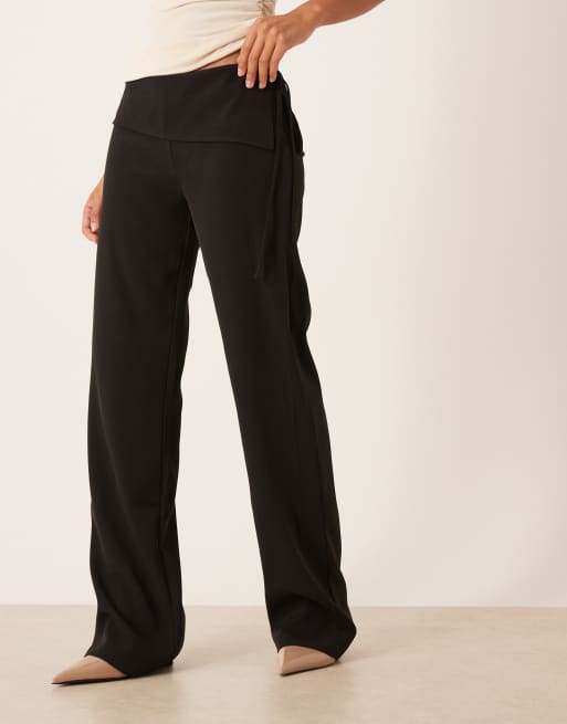 Motel Faria tailored low rise pants with tie side in black, 2 of 5
