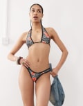 [Motel] Motel Farida floral zebra print bikini bottoms in multi XS FLORAL ZEBRA