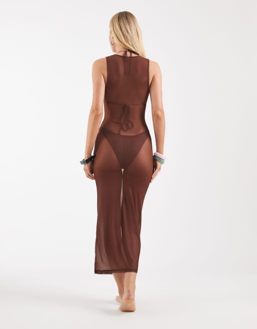 Motel Fay dress in desert rose brown blue, 3 of 4