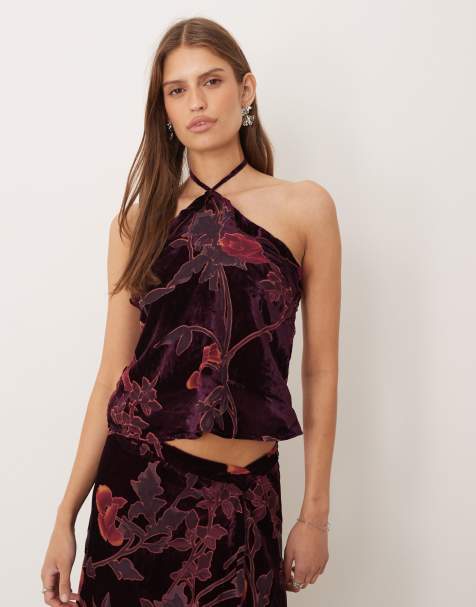 Motel Firoella co-ord floral top in burgundy - view 1
