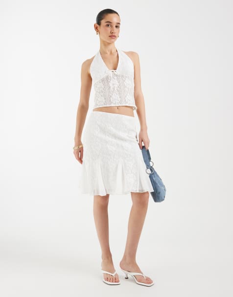 Motel floral lace co-ord in white - view 1