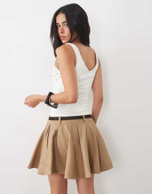Motel Gelita button square neck singlet in white, 4 of 4