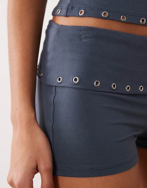 Motel Gojo grommet jersey mini shorts in ocean storm - part of a set, 3 of 5