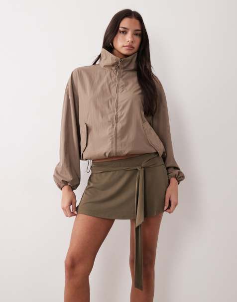 Motel Grecia tie detail mini skirt in khaki green - view 1