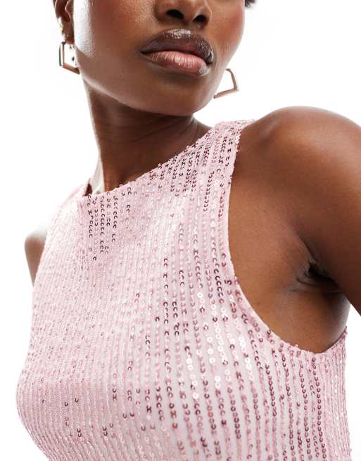 Pink sequin vest top on sale