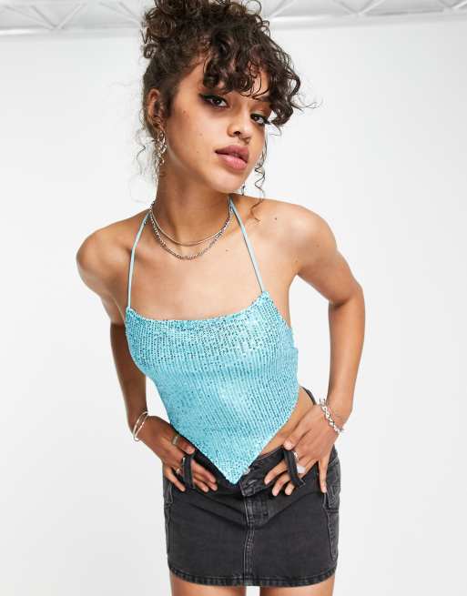 Sequin halter outlet tops