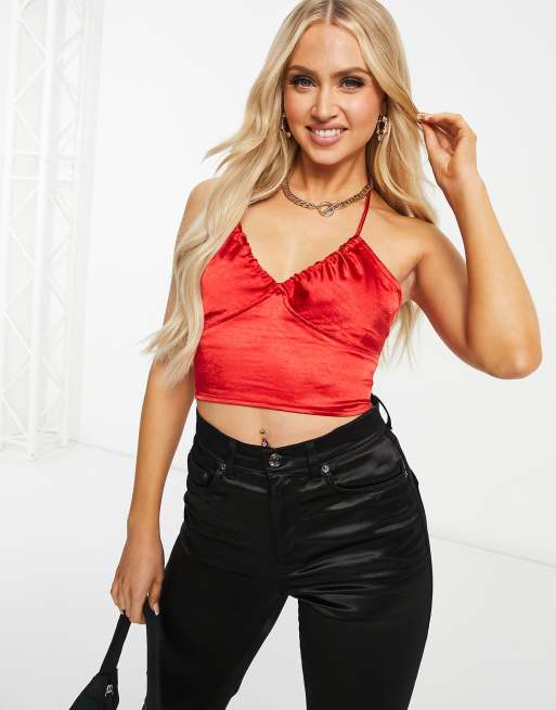 Asos red store crop top