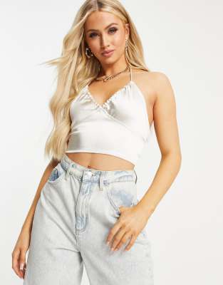 ivory satin tank top