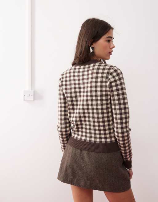 Chocolate Gingham Cardigan