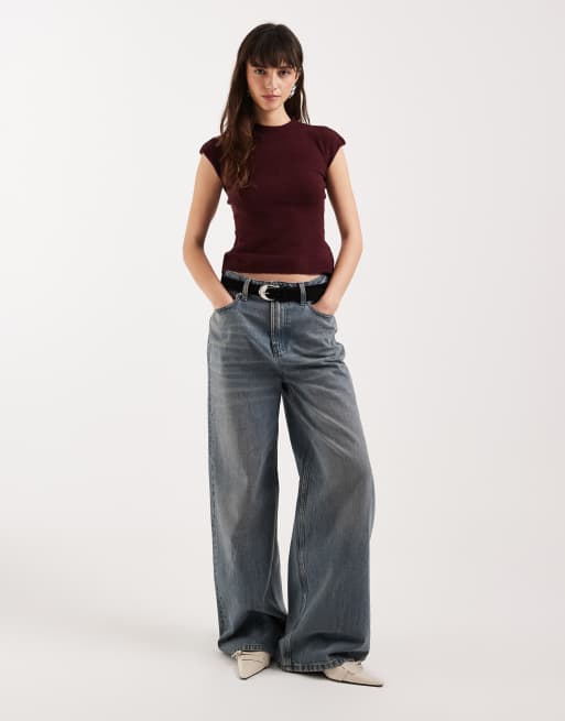 Motel Hanuva knit short sleeve top in berry, 2 of 4