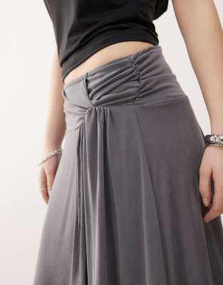 Motel Harlan Slinky Asymmetric Midi Skirt In Gray