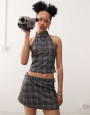 MOTEL HARLO COLLARED CHECK TOP 