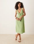 [Motel] Motel Havisla tie front midaxi dress in sage green XS GREEN