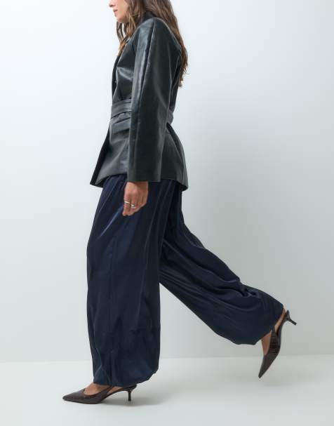 Motel hestama satin baloon trouser in navy - view 1
