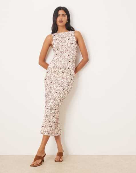 Motel hoover flock maxi dress in red and cream - view 1