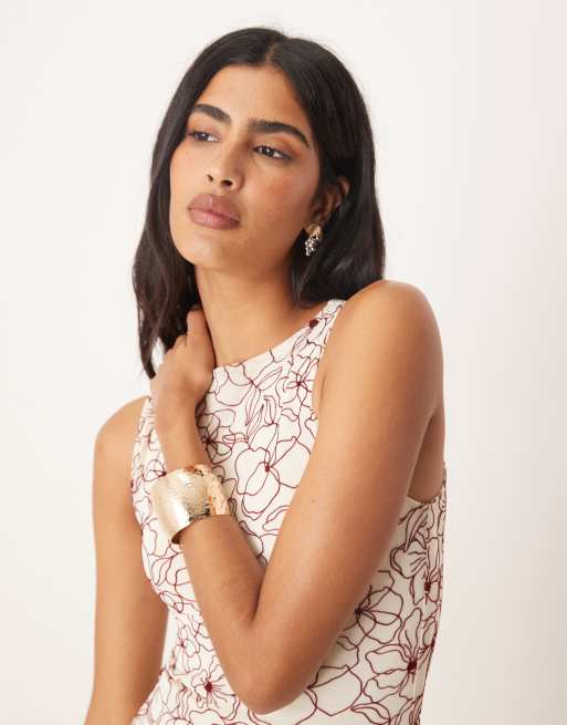 Motel hoover flock maxi dress in red and cream | ASOS