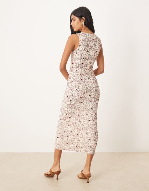 formal dresses hoover Motel flock maxi dress in red and cream windsor store dresses