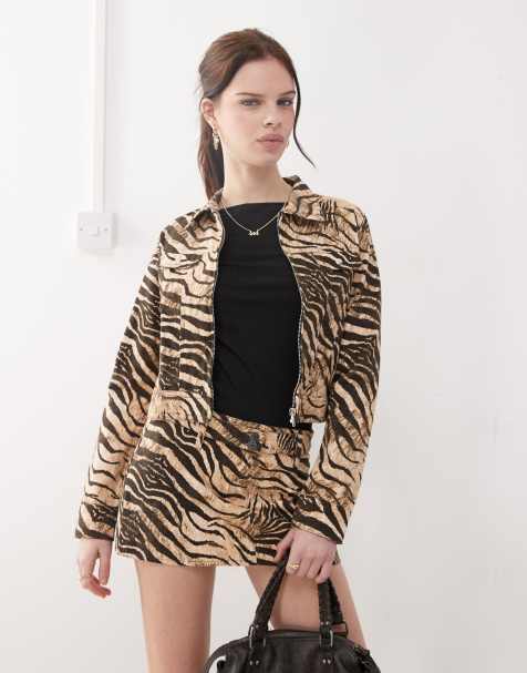 Motel hoshi wild animal jacket co-ord in cream and brown - view 1