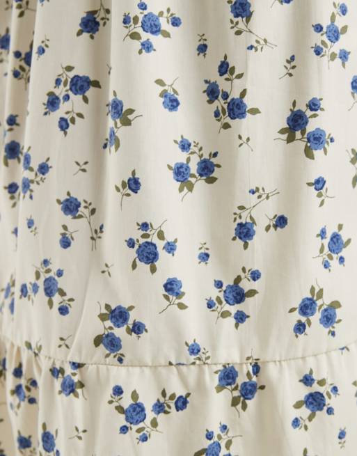 Motel Ilaria ditsy rose leaf skirt in light grey, 5 of 5