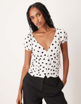 Motel Ilase Polka Dot Corset Top In Multi