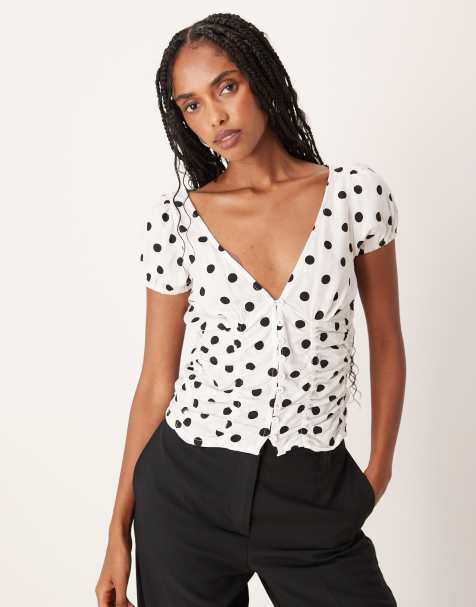 Motel Ilase polka dot corset top in white - view 1