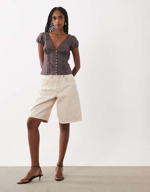 Motel Ilias button up plunge blouse in peppercorn, 2 of 4