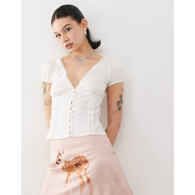 Motel ilias corset top in white | ASOS