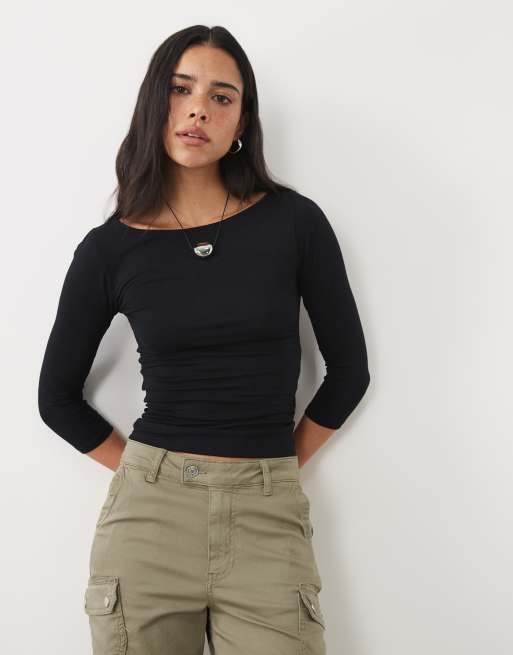Motel ione 3/4 sleeve top in black, 3 of 4