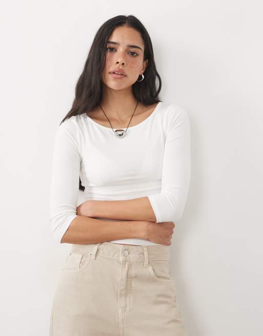 Motel Ione 3/4 sleeve top in white , 2 of 4