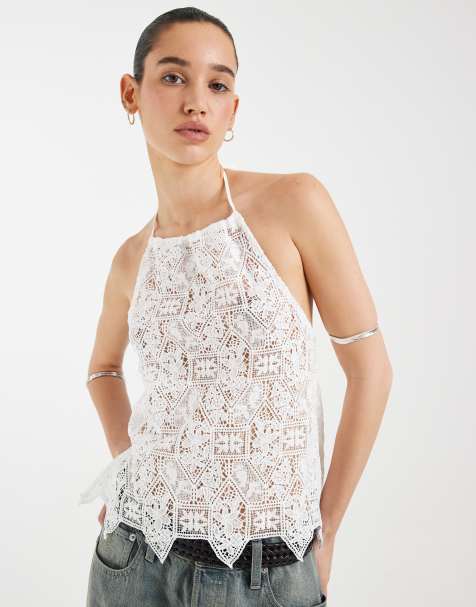 Motel Irina woven halter top in ivory - view 1