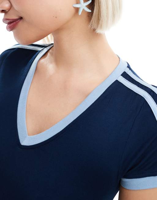 Motel Isadre contrast binding mini tennis dress in navy, 4 of 4
