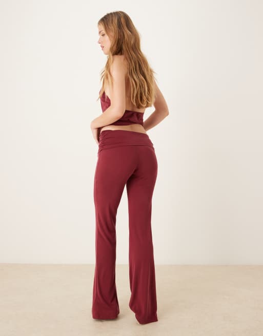 Motel jacita cupro relaxed pants in burgundy - part of a set, 4 of 5