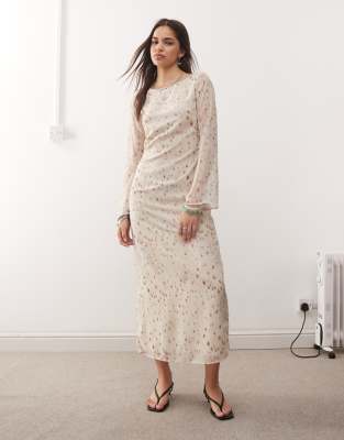 Motel Jadie Bambi Print Scoop Back Maxi Dress In White