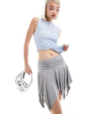 Motel jamelia asymmetric mini skirt in grey marl