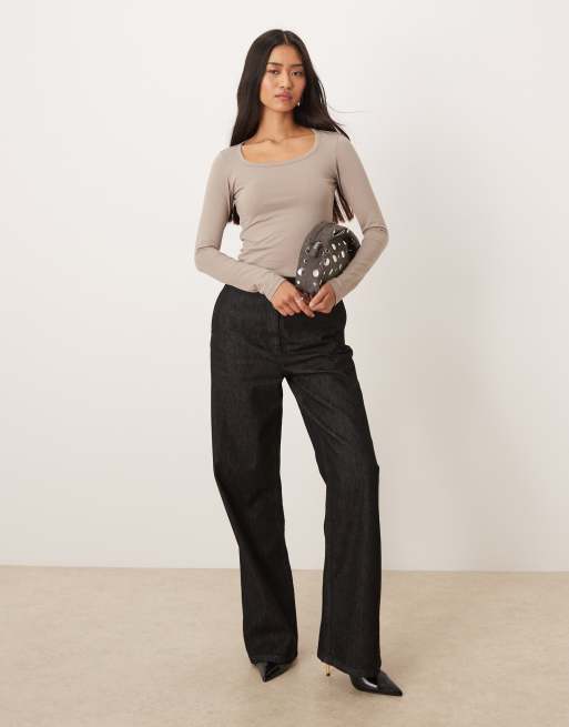 Motel Janana long sleeve scoop top in moon rock, 2 of 4