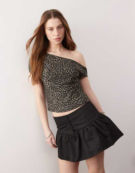 Motel jaridah giraffe print top in black and cream - view 1