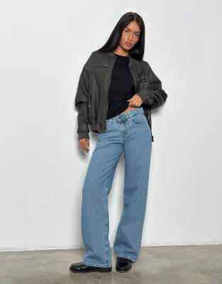 Jean droit à taille basse - Bleu délavé W24 L32