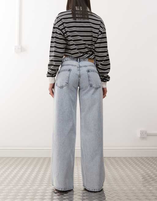 Motel - Jeans a fondo ampio e vita bassa lavaggio azzurro, 2 di 5