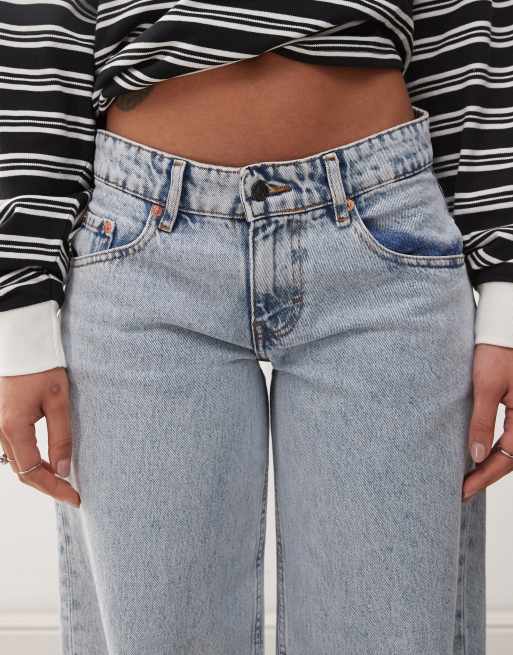 Motel - Jeans a fondo ampio e vita bassa lavaggio azzurro, 5 di 5