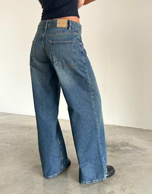 Motel - Jeans extra larghi e ampi a vita bassa blu acceso, 2 di 5