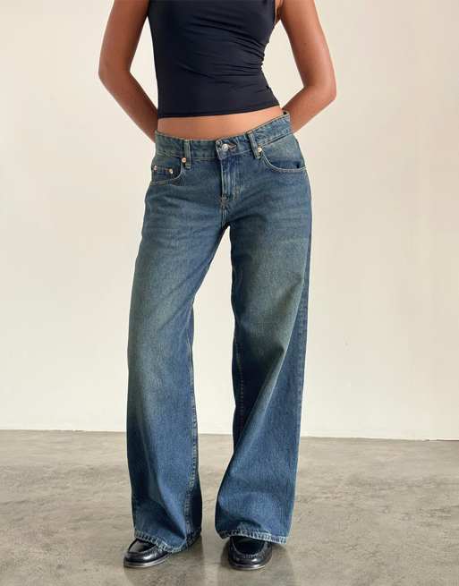 Motel - Jeans extra larghi e ampi a vita bassa blu acceso, 3 di 5