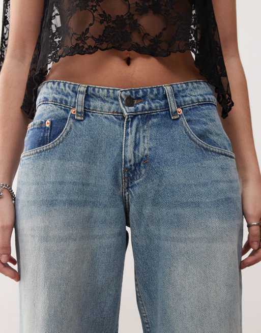 Motel – Jeans in Puderblau mit sehr weitem, geräumigem Schnitt und niedrigem Bund