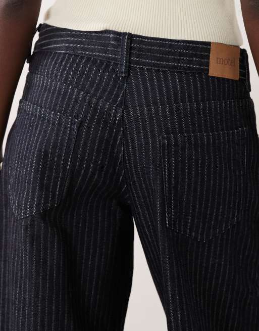 Motel - Jeans larghi a vita bassa indaco a righe, 4 di 5