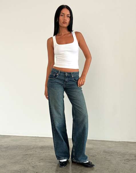 Motel - Jeans met lage taille in blauw - view 1