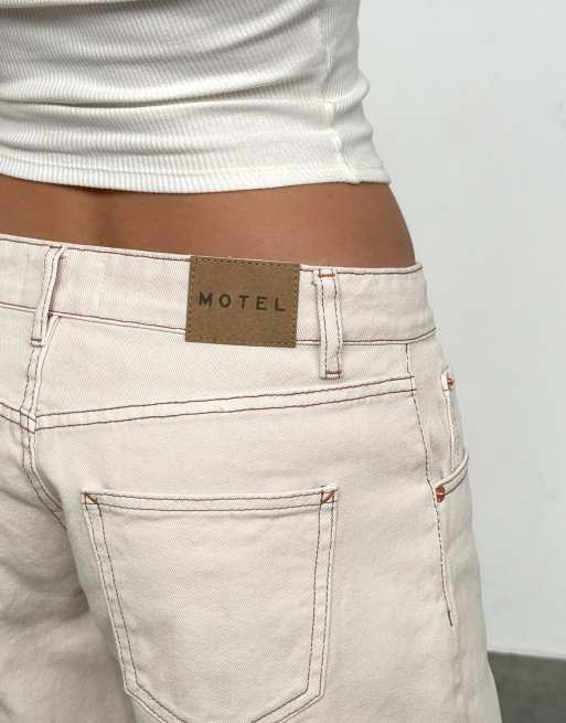 Motel jeansy z niskim stanem w kolorze off white, 4 z 4
